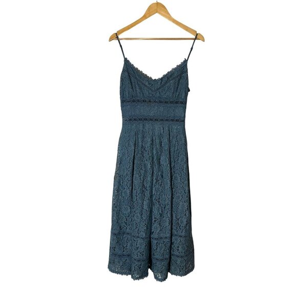 NSR Blue Crochet Lace Sleeveless Midi Dress For Women Size Medium - Picture 2 of 10